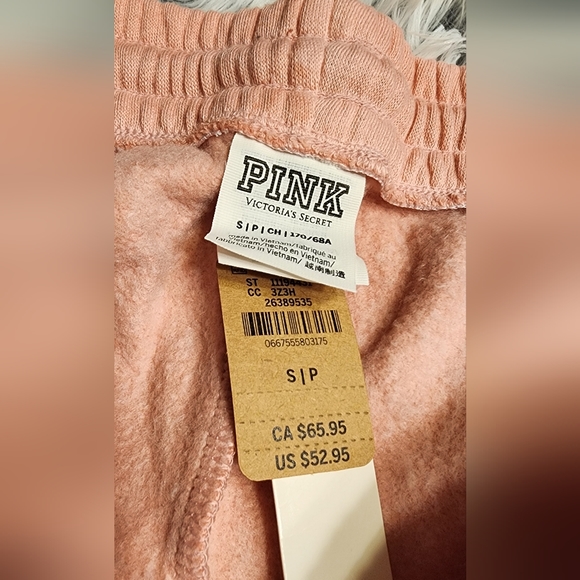 VS Pink High Waist Wide Leg Pants Sz S NWT Damsel Pink w/ Dip Dye Bottom - Picture 8 of 9